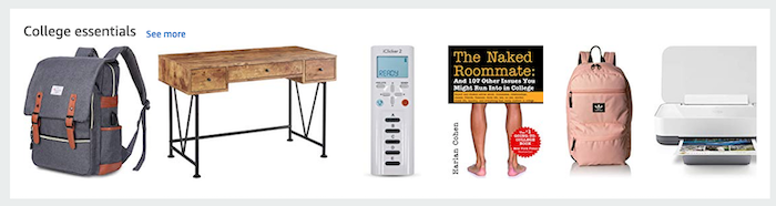 Screenshot of College Essentials on Amazon